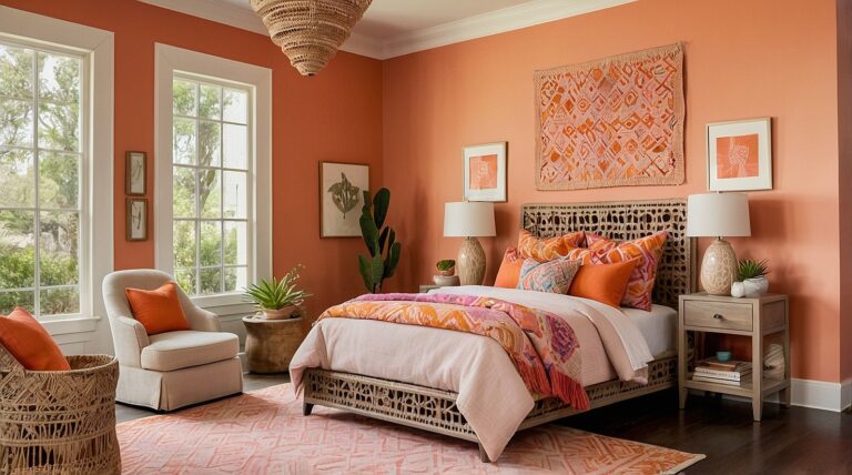 Orange Boho Bedroom